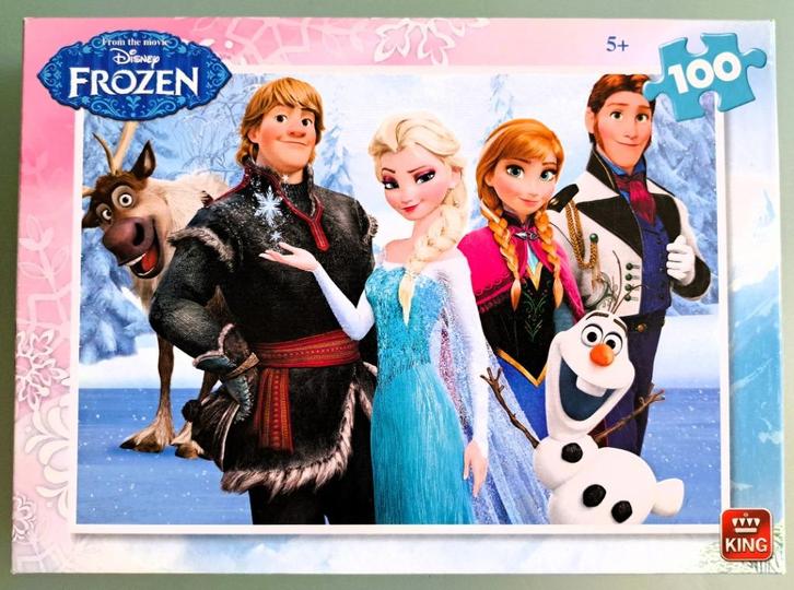 King Disney Frozen puzzel 100 stukjes. Nr: 5293A, Kinderen en Baby's, Speelgoed | Kinderpuzzels, Zo goed als nieuw, 6 jaar of ouder