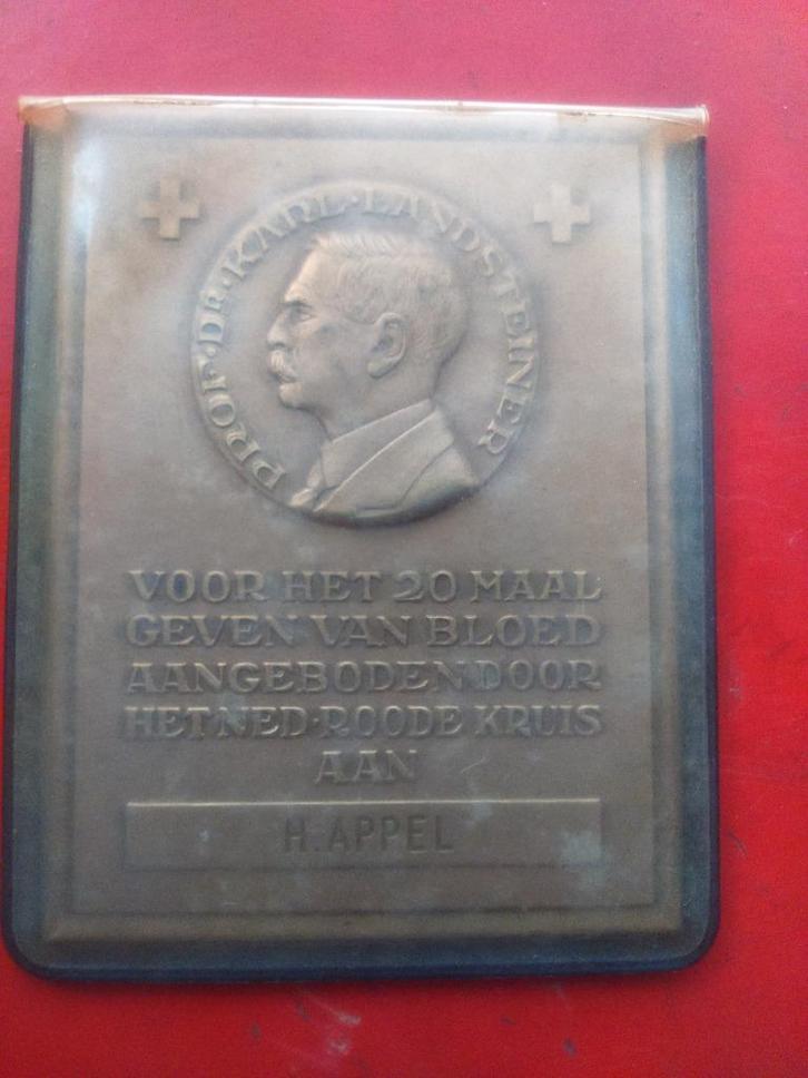 bronzen Landsteiner plaquette én penning, Postzegels en Munten, Penningen en Medailles, Brons, Ophalen of Verzenden