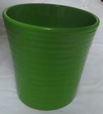 Nieuwe groene geribbelde bloempot voor binnen., Tuin en Terras, Bloempotten, Rond, Ophalen of Verzenden, Aardewerk, Binnen