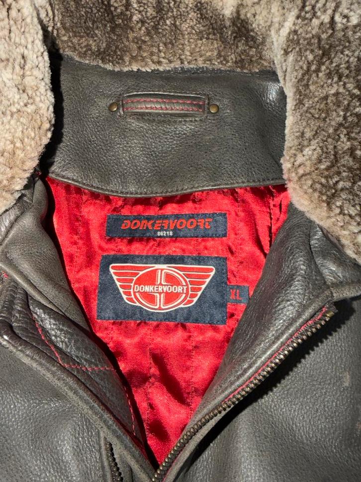 Donkervoort Leren Jas XL - Zeldzaam met Bontkraag!, Kleding | Heren, Jassen | Zomer, Gedragen, Maat 56/58 (XL), Zwart, Ophalen of Verzenden