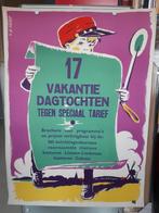 Originele Poster voor de Nederlandse Spoorwegen Vakanties, Verzenden, Zo goed als nieuw, Trein, Kaart of Prent