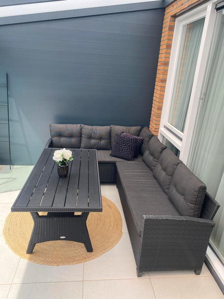 Mooie loungeset voor tuin of balkon, Tuin en Terras, Tuinsets en Loungesets, Zo goed als nieuw, Loungeset, Wicker, 5 zitplaatsen