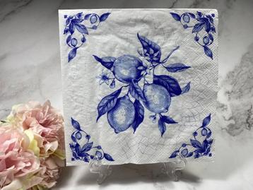 knutsel servetten Delfts blauw citroenen tegel decoupage 279 beschikbaar voor biedingen