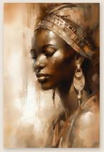 Canvas schilderij afrikaanse vrouw, Ophalen of Verzenden, Zo goed als nieuw, Schilderij, 75 cm of meer
