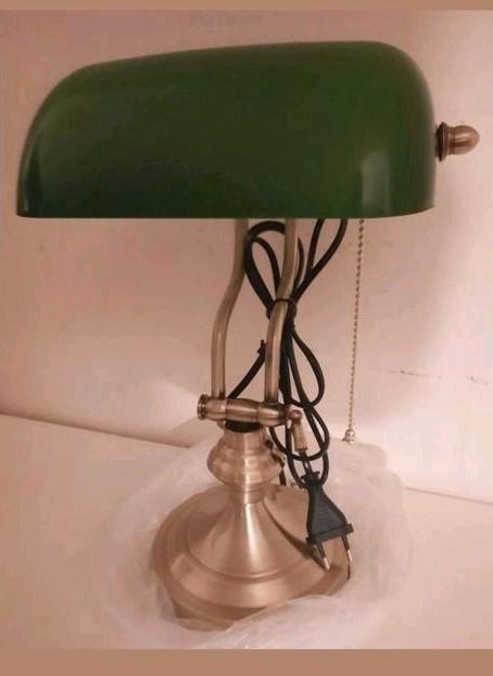 Klassieke Engelse Bankierslamp Notarislamp Mat Messing Nieuw, Huis en Inrichting, Lampen | Tafellampen, Nieuw, Minder dan 50 cm