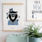 Kinderposter Poster Beer Indiaan Blauw A3 ANNIdesign, Ophalen of Verzenden, Nieuw, Wanddecoratie