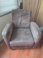Suède leren fauteuil, bruin., Huis en Inrichting, Fauteuils, Ophalen, Zo goed als nieuw, 75 tot 100 cm, 50 tot 75 cm