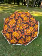 Vintage parasol, gebloemd met franje, Verzenden, Gebruikt