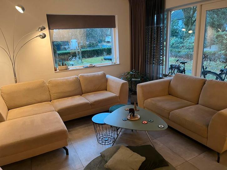 Bankstel, Huis en Inrichting, Banken | Complete zithoeken, Gebruikt, Stof, Ophalen