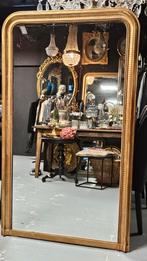 Antieke bladgouden Louis Philippe spiegel..(1.53 mtr.hoog.), Antiek en Kunst, Ophalen of Verzenden, Rechthoekig, Minder dan 50 cm