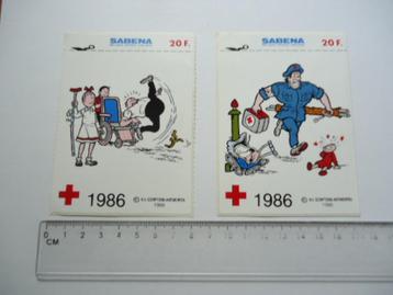 sticker oud Suske Wiske Jerom 1986 Sabena rode kruis retro beschikbaar voor biedingen