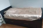 Zwart 1 persoonsbed met lade 90x200cm, Ophalen, 90 cm, Eenpersoons, Zwart