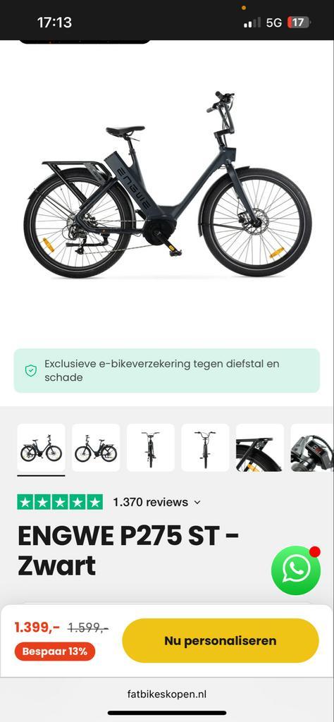 Elektrische Fiets - engwep275st, Fietsen en Brommers, Elektrische fietsen, Gebruikt, Overige merken, 51 tot 55 cm, 50 km per accu of meer