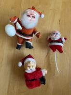 3 vintage Kerstmannen, knijp popje & 2 gevlokte dansend zgan, Ophalen of Verzenden, Zo goed als nieuw