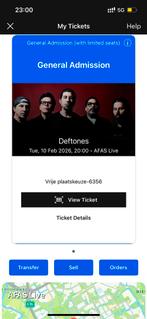 Deftones concert ticket, Eén persoon