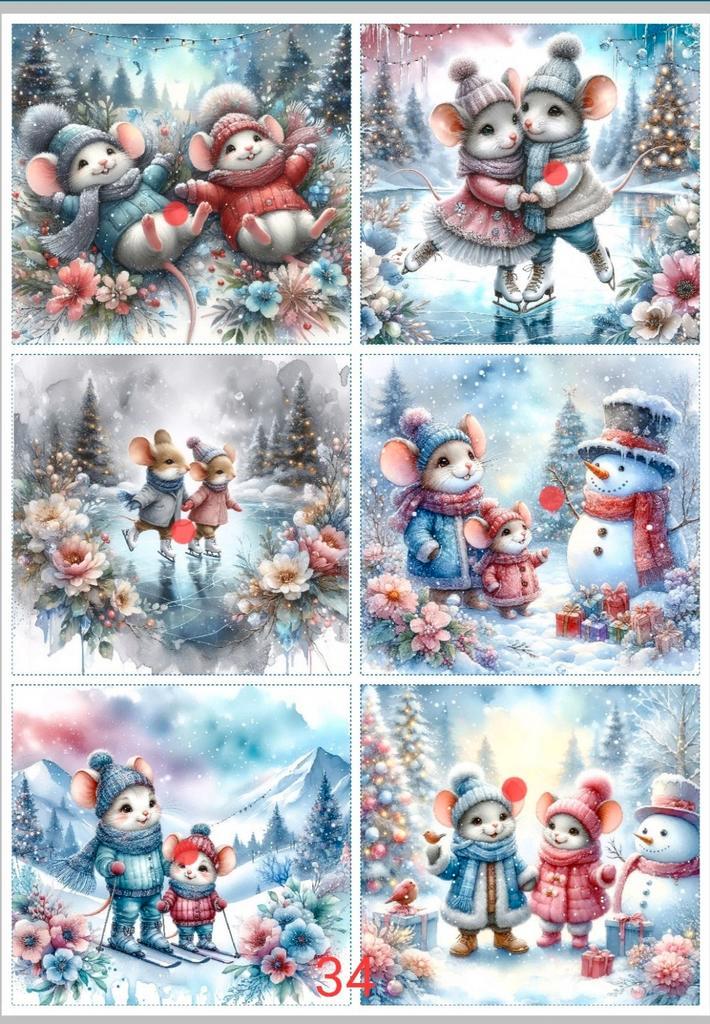 Kerst muizen knipvellen, Hobby en Vrije tijd, Kaarten | Zelf maken, Nieuw, Knipvel, Kerst, Ophalen of Verzenden