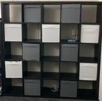 Zwarte ikea kallax kast met Opbergdozen, Ophalen, Met plank(en), Gebruikt, 150 tot 200 cm