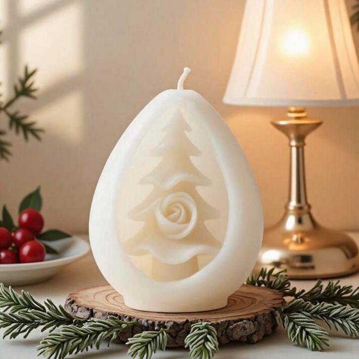 Nieuwe mal moderne kerstboom met roos, Huis en Inrichting, Woonaccessoires | Kandelaars en Kaarsen, Nieuw, Minder dan 25 cm, Overige materialen