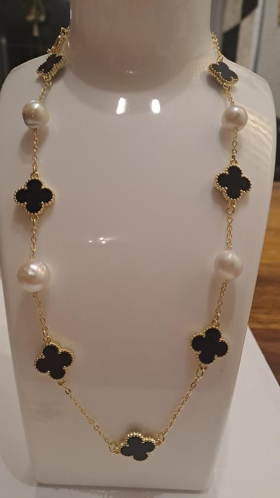 Zuidzee parel clover ketting, Sieraden, Tassen en Uiterlijk, Ophalen of Verzenden, Nieuw, Wit