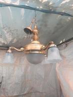 Gave antieke  art deco opaline bronzen lamp met 3  armen, Ophalen of Verzenden