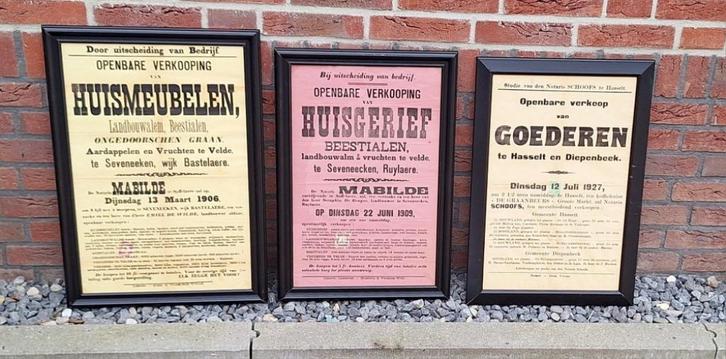 Toffe antieke affiches vanuit België van openbare verkooping, Verzamelen, Merken en Reclamevoorwerpen, Gebruikt, Reclamebord, Ophalen