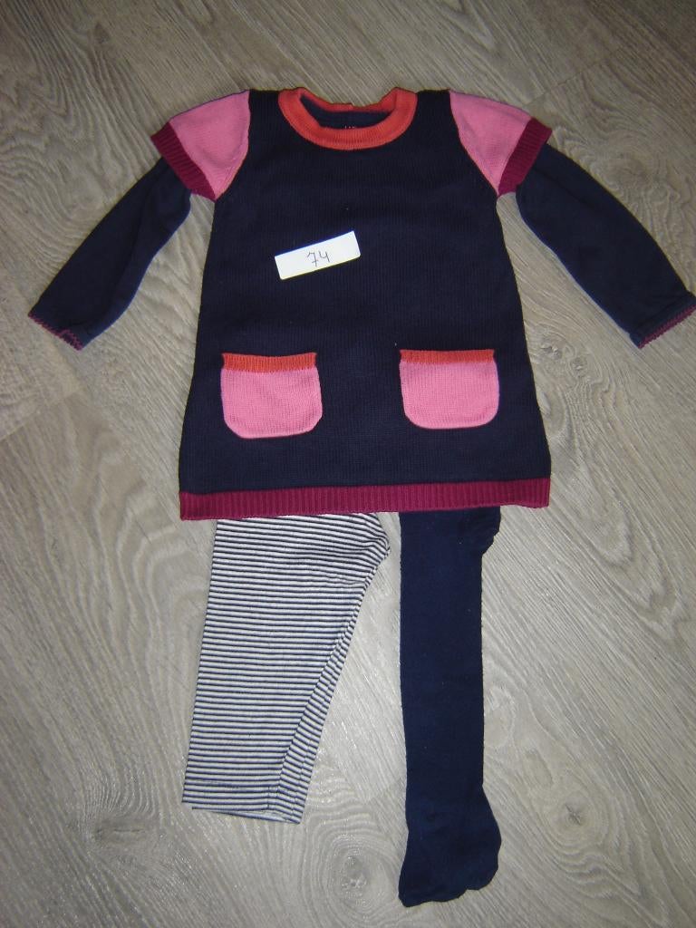 gebreide tuniek met bijpassende romper, legging, maillot 74, Gebruikt, Meisje, Jurkje of Rokje, Ophalen of Verzenden