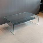 Salontafel Glas met Grijze plank, Ophalen, 100 tot 150 cm, Nieuw, 50 tot 100 cm