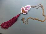 Emaille Cloisonné Hanger met Zijden Tassel doublé Collier, Verzenden, Overige materialen, Hanger, Verguld