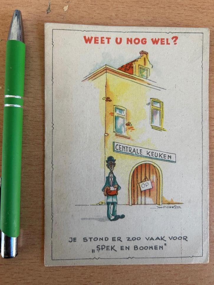 zeer oude ansichtkaart Spek en bonen, Verzamelen, Ansichtkaarten | Nederland, Ongelopen, 1940 tot 1960, Ophalen of Verzenden
