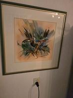 Schilderij japanse bloem gesigneerd, Antiek en Kunst, Ophalen