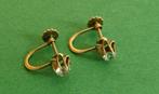 Antieke gouden schroef oorbellen met Zirconia / Zirkonia, Sieraden, Tassen en Uiterlijk, Antieke sieraden, Ophalen of Verzenden