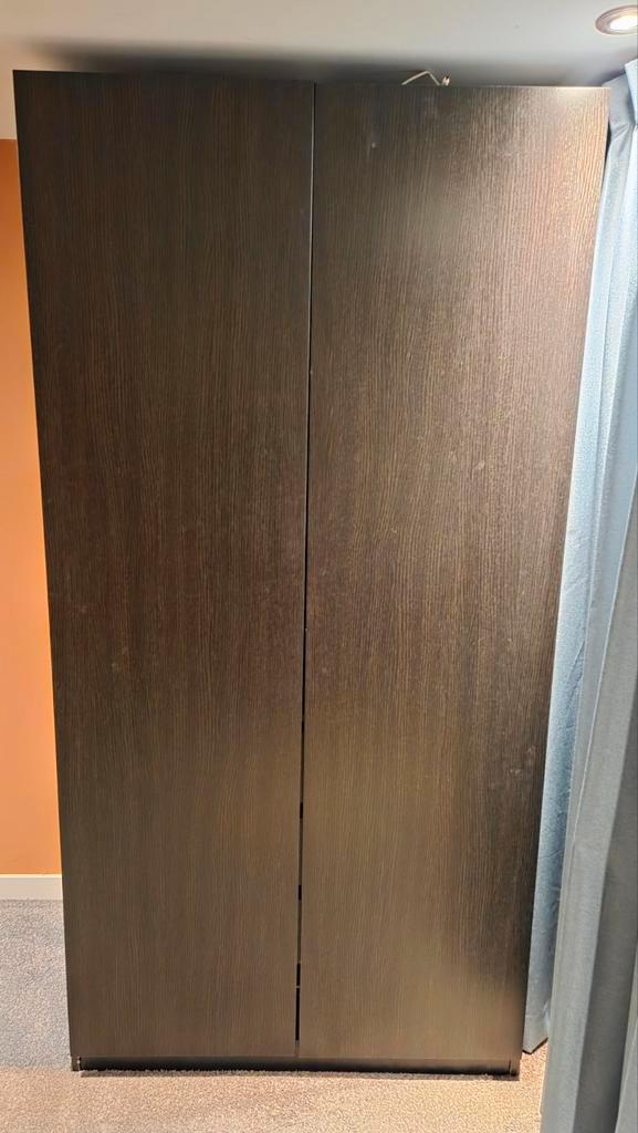 Pax Kast Donkerbruin/Zwart 100cm met Lades & LED, Huis en Inrichting, Kasten | Kledingkasten, Gebruikt, 200 cm of meer, 100 tot 150 cm