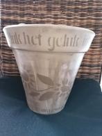 Terracotta bloempot met zonnebloem decoratie, Tuin en Terras, Bloempotten, Gebruikt, Rond, Binnen, Ophalen of Verzenden