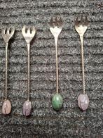 4 boho vorkjes met edelsteen, Antiek en Kunst, Antiek | Bestek, Ophalen of Verzenden