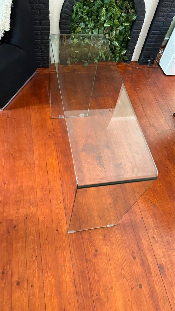 Glazen design bureau / dressoir  100cm, Huis en Inrichting, Tafels | Salontafels, Zo goed als nieuw, Minder dan 50 cm, 50 tot 100 cm