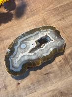 Unieke Agaat plak met gezichtje en Kristallisatie, Ophalen of Verzenden, Mineraal