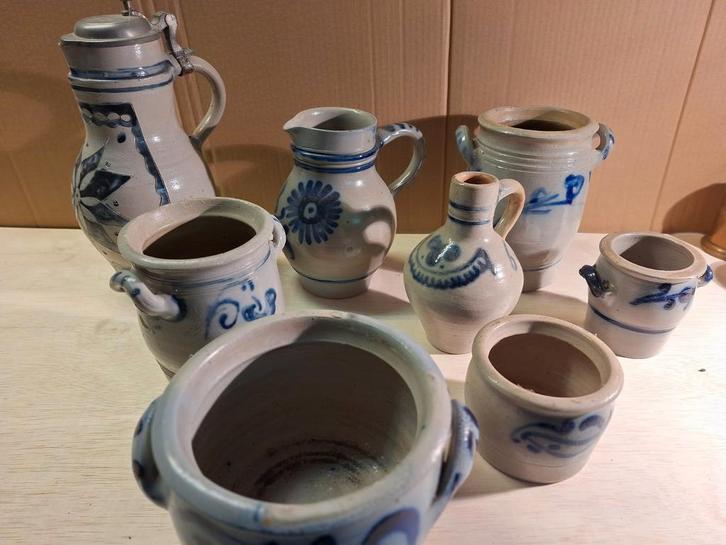 Collectie Antieke Blauw-Grijs Aardewerk Kruiken en Potten, Antiek en Kunst, Antiek | Keramiek en Aardewerk, Ophalen of Verzenden