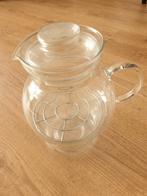 Theepot glas met waxinehouder, Antiek en Kunst, Antiek | Glas en Kristal, Ophalen