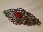 Zilveren vintage Broche met Carneool, Sieraden, Tassen en Uiterlijk, Antieke sieraden, Ophalen of Verzenden, Zilver, Broche