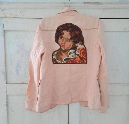 Vintage colbertje met oud borduurwerk/Brocante Het Kroontje, Kleding | Dames, Overige Dameskleding, Zo goed als nieuw, Ophalen of Verzenden