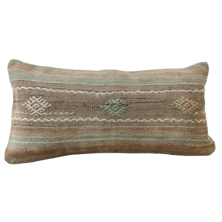 Langwerpig vintage kelimkussen 30x60 faded, Huis en Inrichting, Woonaccessoires | Kussens, Nieuw, Overige kleuren, Rechthoekig