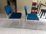 2 blauwe vintage eetkamerstoelen, Huis en Inrichting, Stoelen, Ophalen, Gebruikt, Twee, Blauw