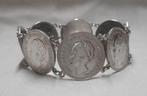 Zilveren armband met 8 halve guldens van Wilhelmina nr.1280, Verzenden, Zilver, Armband