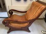 Vintage Relaxstoel met Lederen Bekleding, Huis en Inrichting, Stoelen, Gebruikt, Bruin, Leer, Ophalen of Verzenden