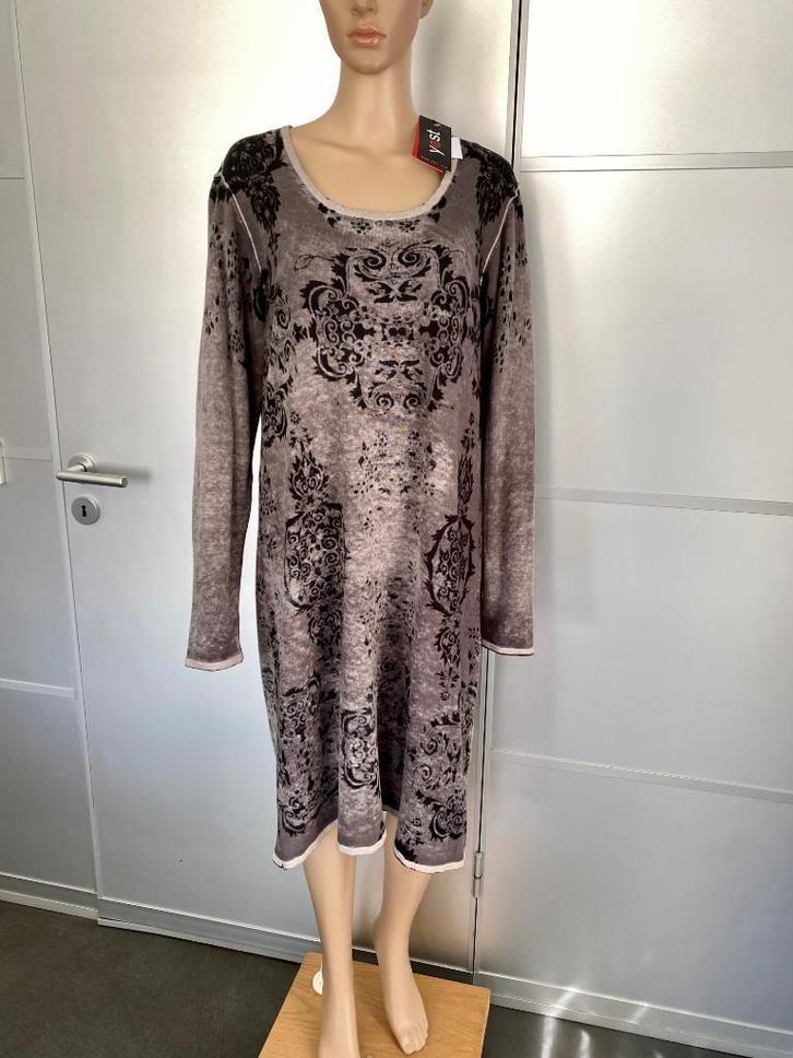i115 Nieuw: Yest mt. 44/46=XL fijn-gebreide jurk grijs/zwart, Kleding | Dames, Jurken, Nieuw, Maat 42/44 (L), Grijs, Knielengte