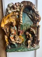 Antiek kersttafereel kerststal kerstgroep wand gips 37x30 cm, Antiek en Kunst, Ophalen of Verzenden