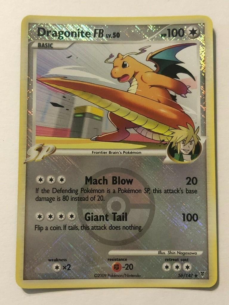 Pokemon reverse holo dragonite fb league holo, Ophalen of Verzenden, Zo goed als nieuw, Losse kaart, Foil