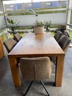 Massief blank eiken eettafel met blokpoten 180-100, Ophalen, Gebruikt, Eikenhout, 50 tot 100 cm