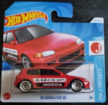 Hotwheels 92 honda civic EG in rood beschikbaar voor biedingen