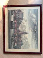 Oude Prent Amsterdam - Mont Albaans Toren, Antiek en Kunst, Kunst | Etsen en Gravures, Ophalen of Verzenden